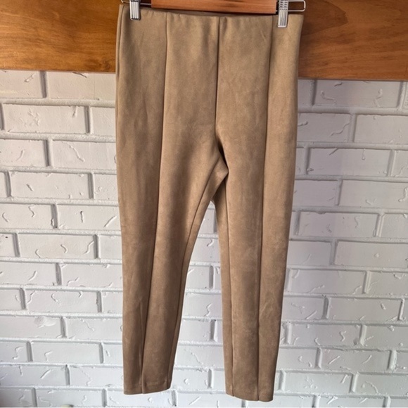 LOFT Petite Ankle Zip Faux Suede Leggings, Size SP - Picture 1 of 7